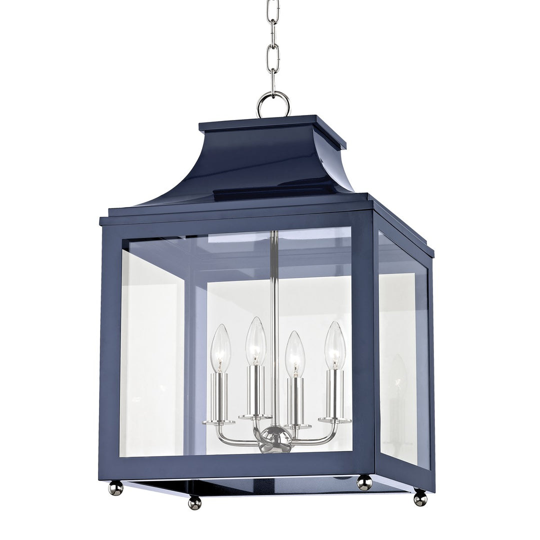 Leigh Four Light Lantern in Polished Nickel/Navy - available from The Lighting Shoppe, trusted by Canadian homeowners