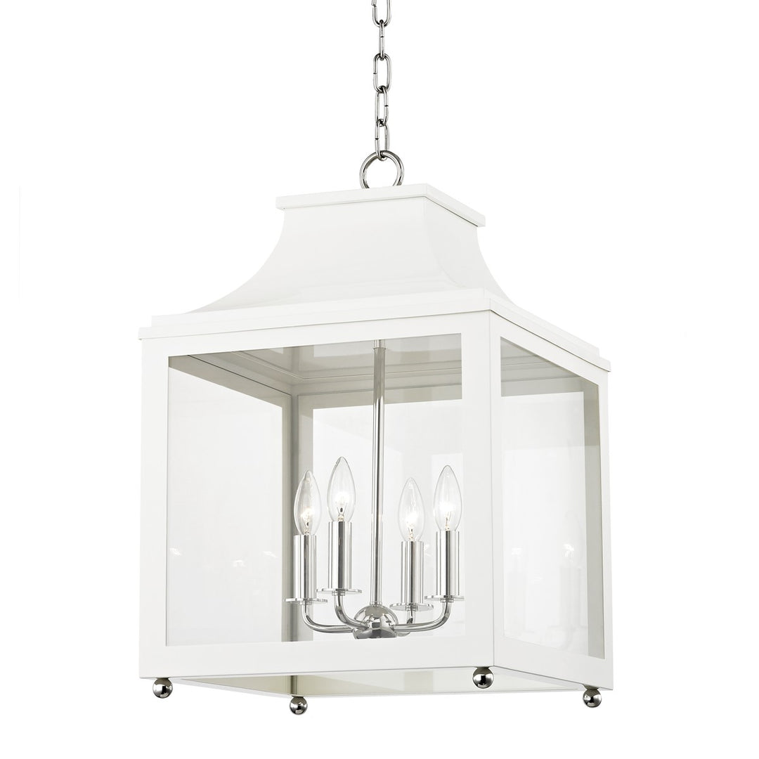 Leigh Four Light Lantern in Polished Nickel/White - available from The Lighting Shoppe, trusted by Canadian homeowners