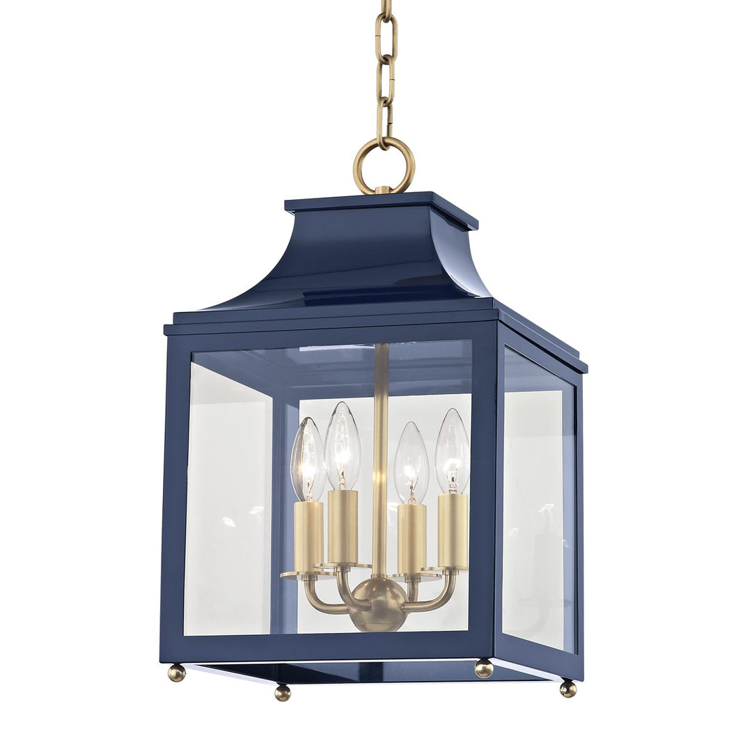 Leigh Four Light Lantern in Aged Brass/Navy - available from The Lighting Shoppe, trusted by Canadian homeowners