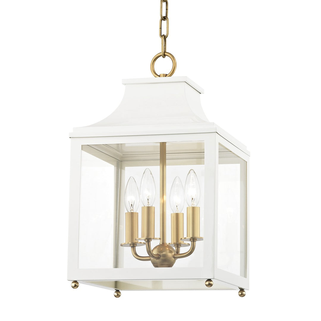 Leigh Four Light Lantern in Aged Brass/Soft Off White - available from The Lighting Shoppe, trusted by Canadian homeowners