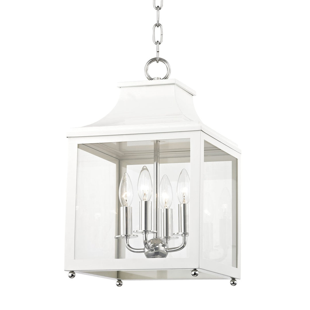 Leigh Four Light Lantern in Polished Nickel/White - available from The Lighting Shoppe, trusted by Canadian homeowners