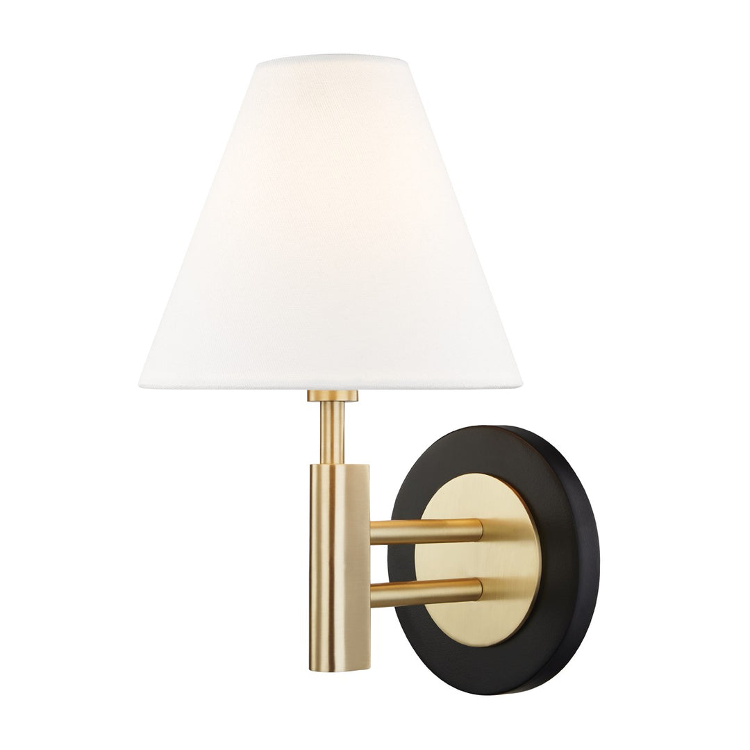 Robbie One Light Wall Sconce in Aged Brass/Black - available from The Lighting Shoppe, trusted by Canadian homeowners