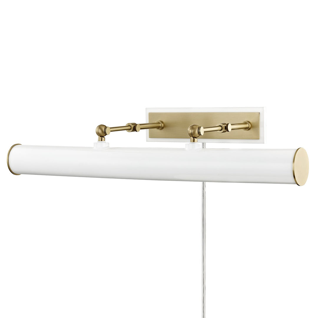 Holly Three Light Picture Light in Aged Brass/Soft Off White - available from The Lighting Shoppe, trusted by Canadian homeowners