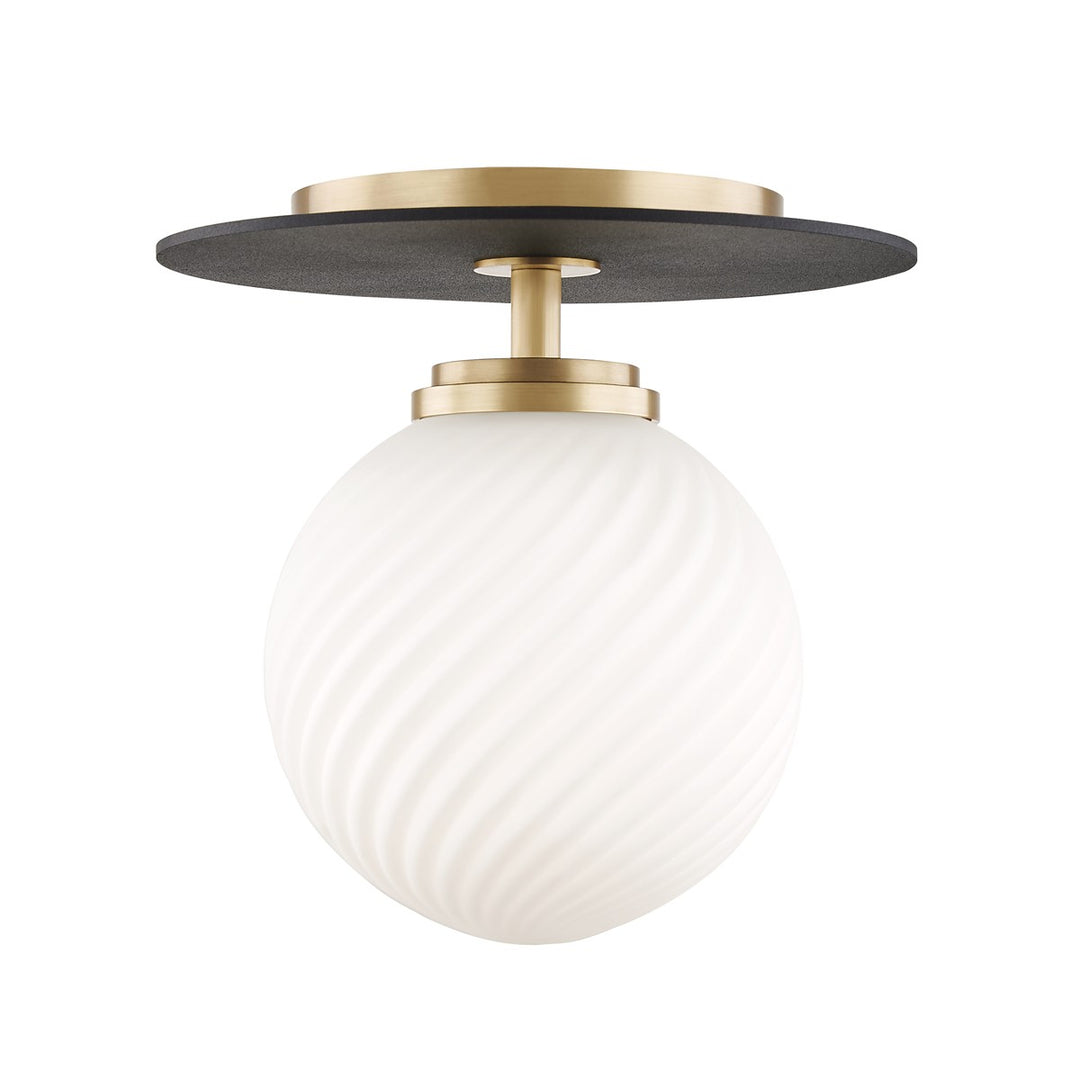 Ellis LED Semi Flush Mount in Aged Brass/Black - available from The Lighting Shoppe, trusted by Canadian homeowners