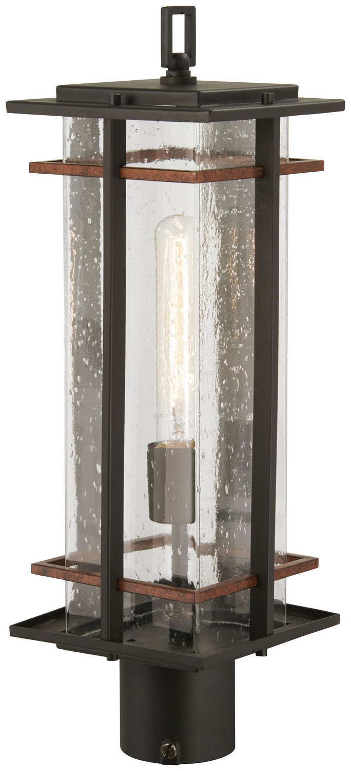 San Marcos One Light Outdoor Post Mount in Black w/Antique Copper - available from The Lighting Shoppe, trusted by Canadian homeowners