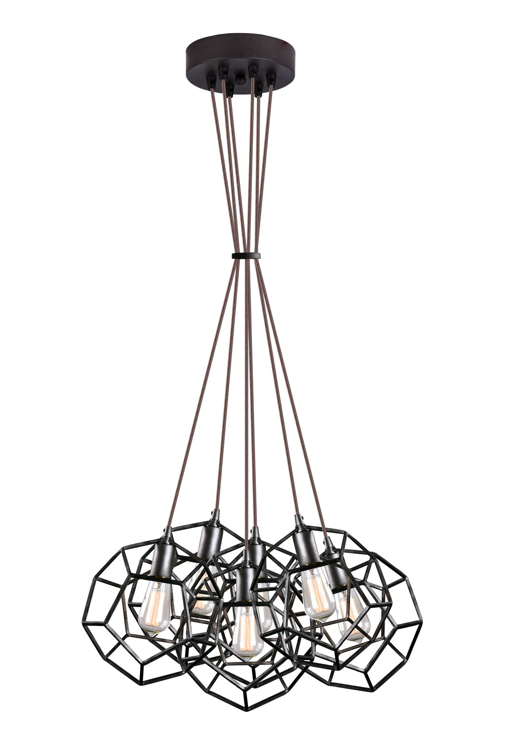 Geometry Series Six Light Chandelier in Rusty Black - available from The Lighting Shoppe, trusted by Canadian homeowners