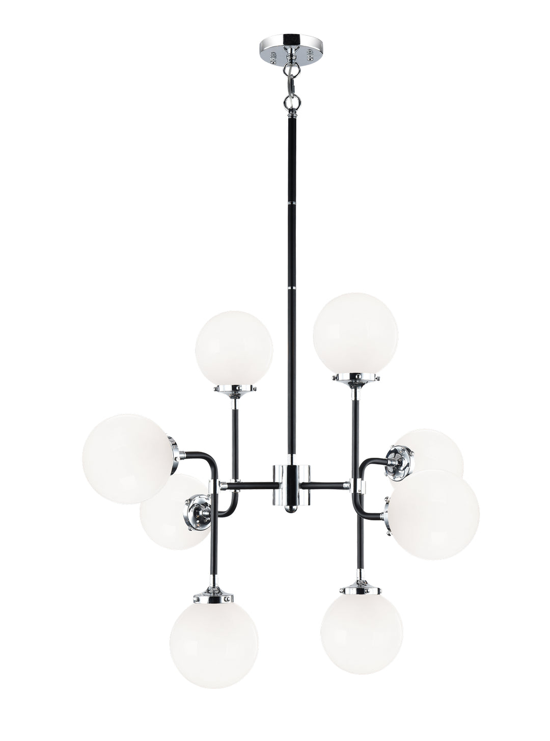 Particles Eight Light Chandelier in Black & Chrome - available from The Lighting Shoppe, trusted by Canadian homeowners