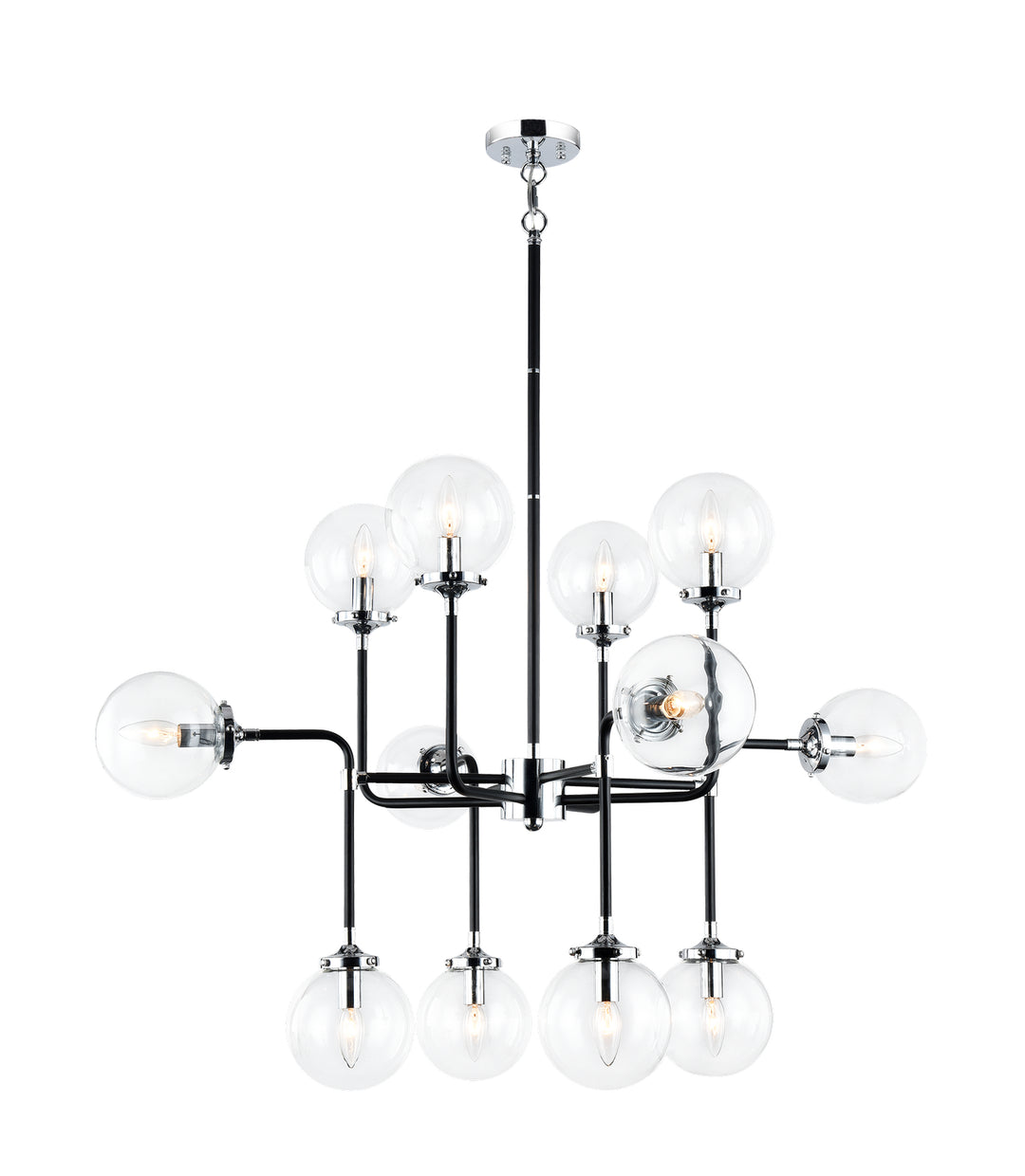 Particles 12 Light Chandelier in Black & Chrome - available from The Lighting Shoppe, trusted by Canadian homeowners
