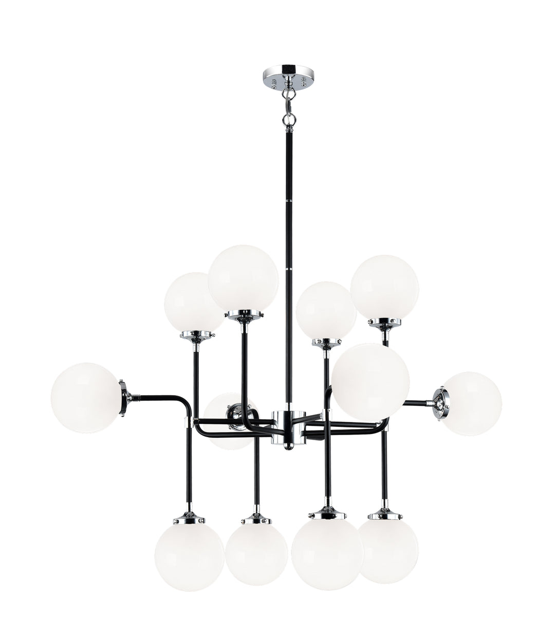 Particles 12 Light Chandelier in Black & Chrome - available from The Lighting Shoppe, trusted by Canadian homeowners