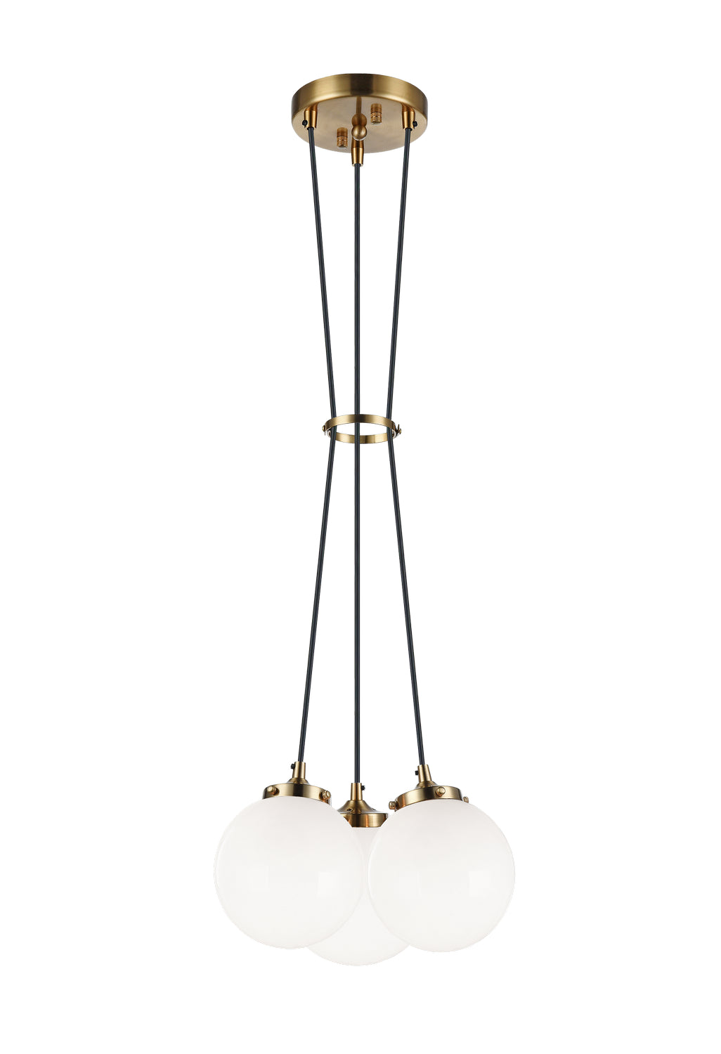The Bougie Three Light Pendant in Aged Gold Brass - available from The Lighting Shoppe, trusted by Canadian homeowners