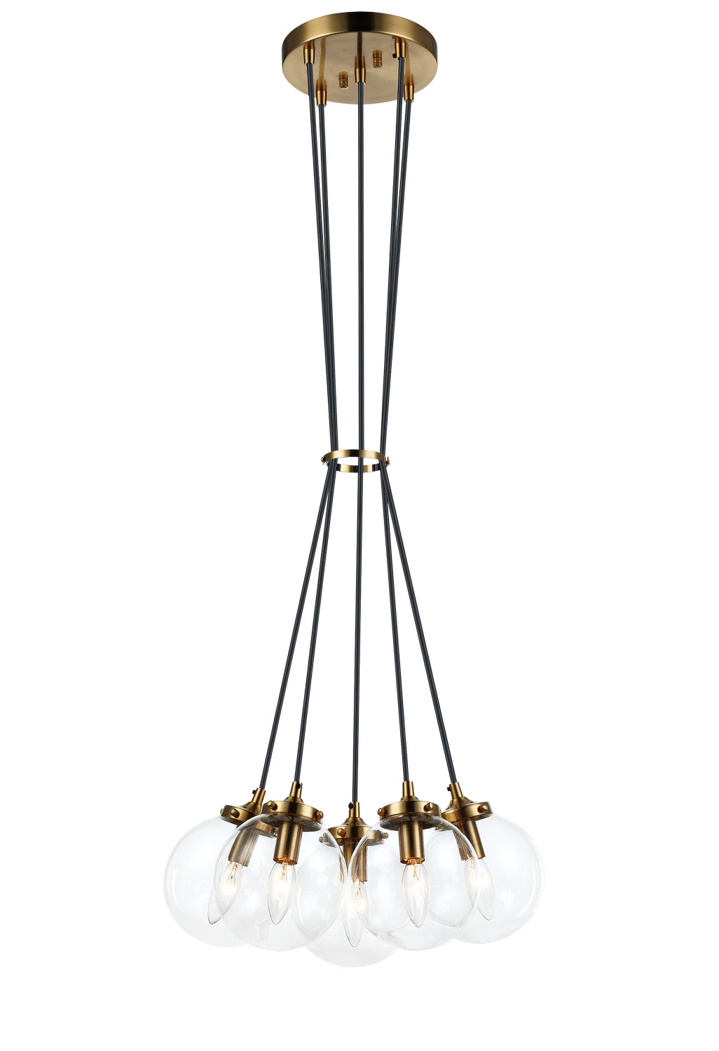 The Bougie Five Light Chandelier in Aged Gold Brass - available from The Lighting Shoppe, trusted by Canadian homeowners