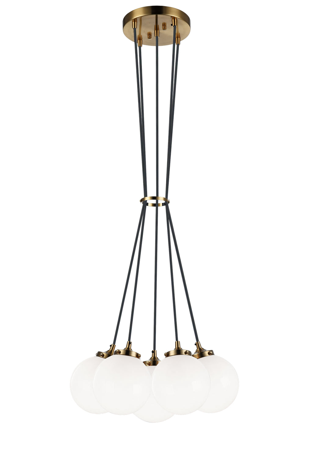 The Bougie Five Light Chandelier in Aged Gold Brass - available from The Lighting Shoppe, trusted by Canadian homeowners