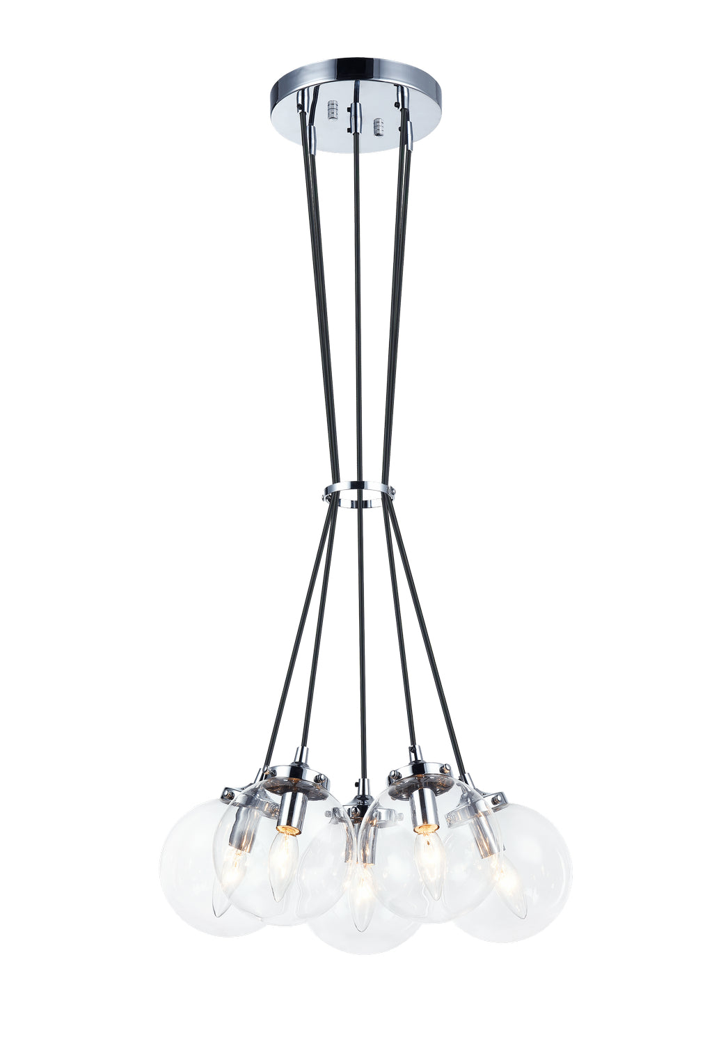 The Bougie Five Light Chandelier in Chrome - available from The Lighting Shoppe, trusted by Canadian homeowners