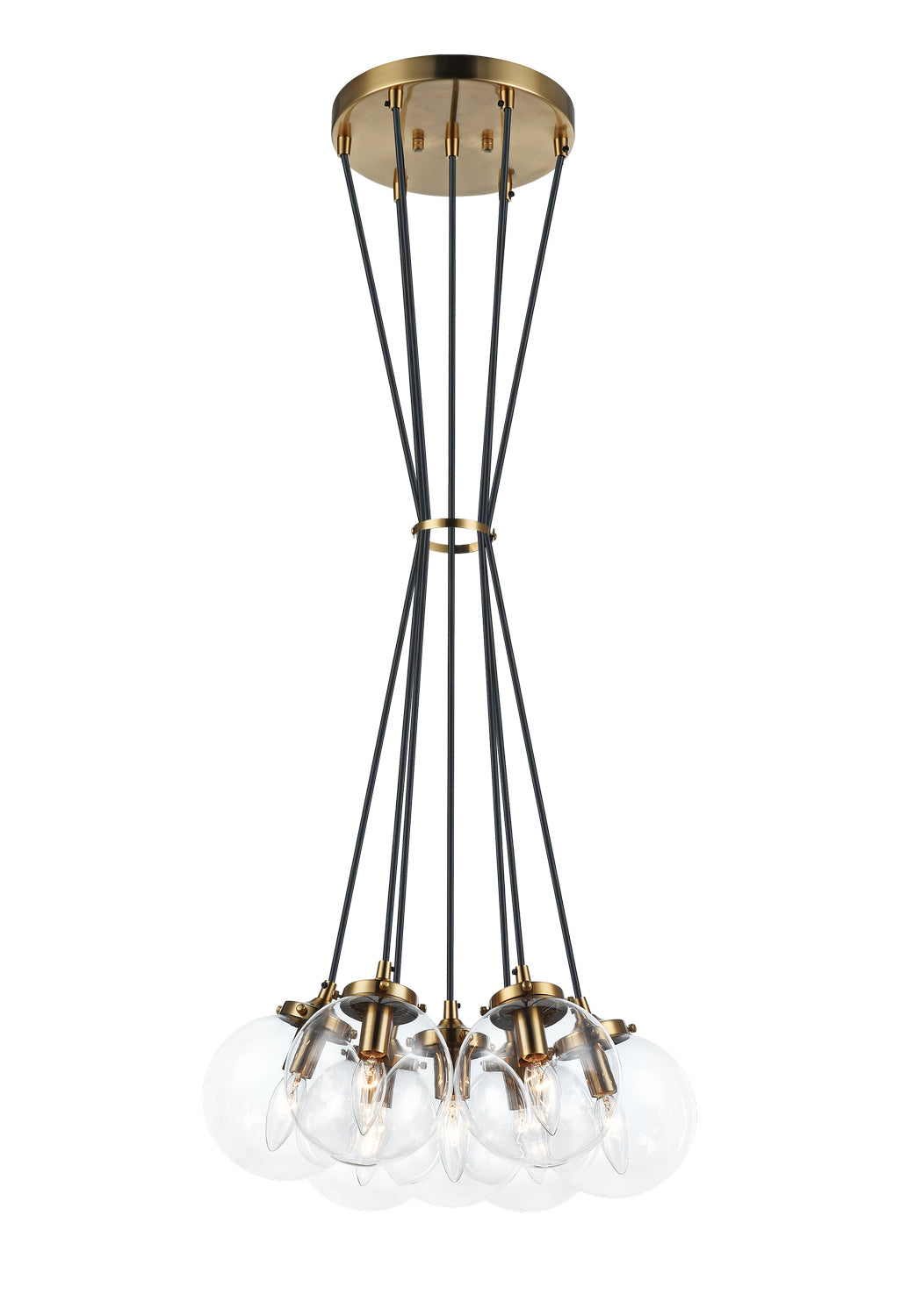 The Bougie Seven Light Pendant in Aged Gold Brass - available from The Lighting Shoppe, trusted by Canadian homeowners