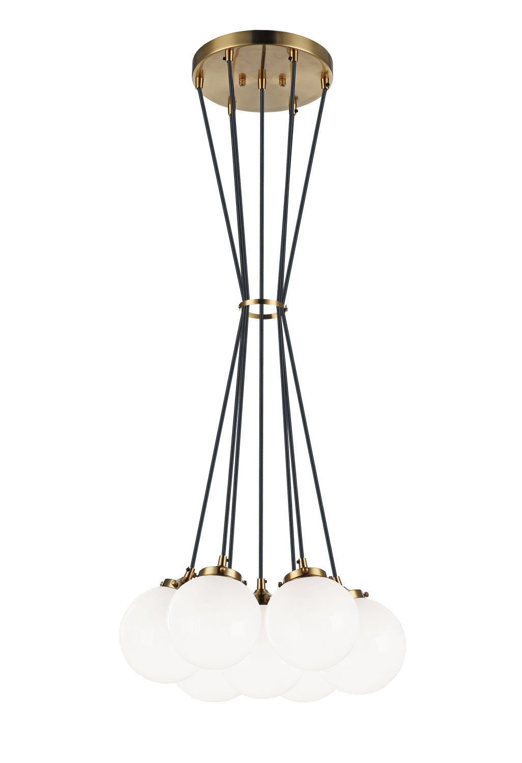 The Bougie Seven Light Pendant in Aged Gold Brass - available from The Lighting Shoppe, trusted by Canadian homeowners