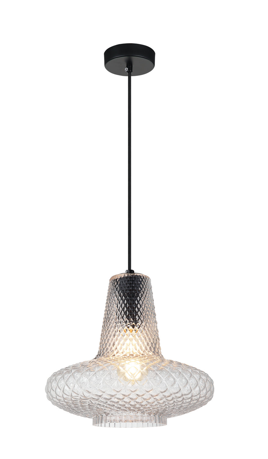 Quilted Gem One Light Pendant in Matte Black - available from The Lighting Shoppe, trusted by Canadian homeowners