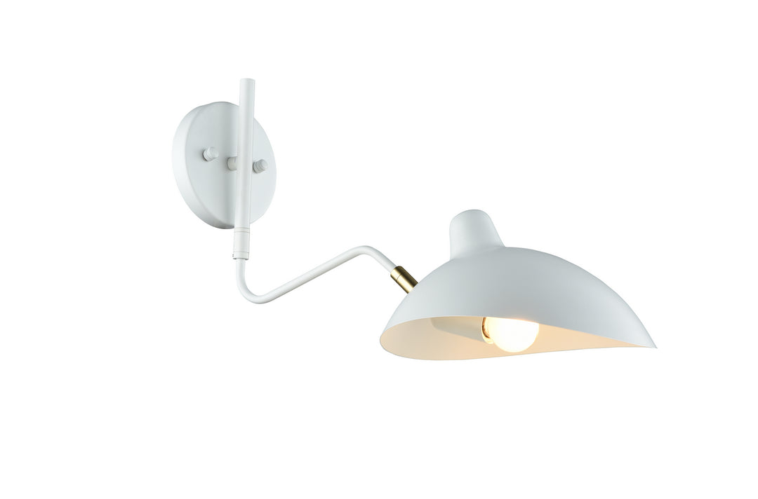 Droid One Light Wall Sconce in White & Brushed Gold - available from The Lighting Shoppe, trusted by Canadian homeowners