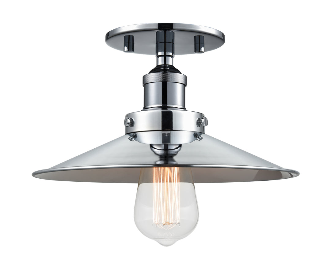 Bulstrode'S Workshop One Light Flush Mount in Chrome - available from The Lighting Shoppe, trusted by Canadian homeowners