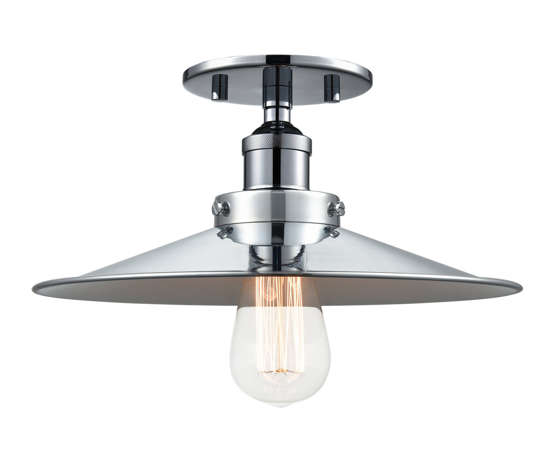 Bulstrode'S Workshop One Light Flush Mount in Chrome - available from The Lighting Shoppe, trusted by Canadian homeowners