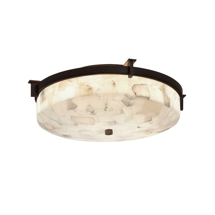 Alabaster Rocks Two Light Flush-Mount in Dark Bronze Justice Designs