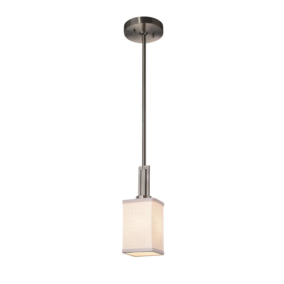 Justice Designs - FAB-8445-15-WHTE-NCKL - One Light Pendant - Textile - Brushed Nickel