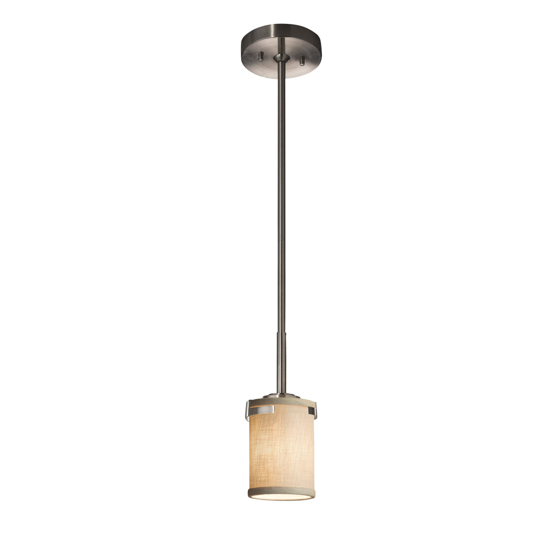 Justice Designs - FAB-8455-10-CREM-NCKL - One Light Pendant - Textile - Brushed Nickel