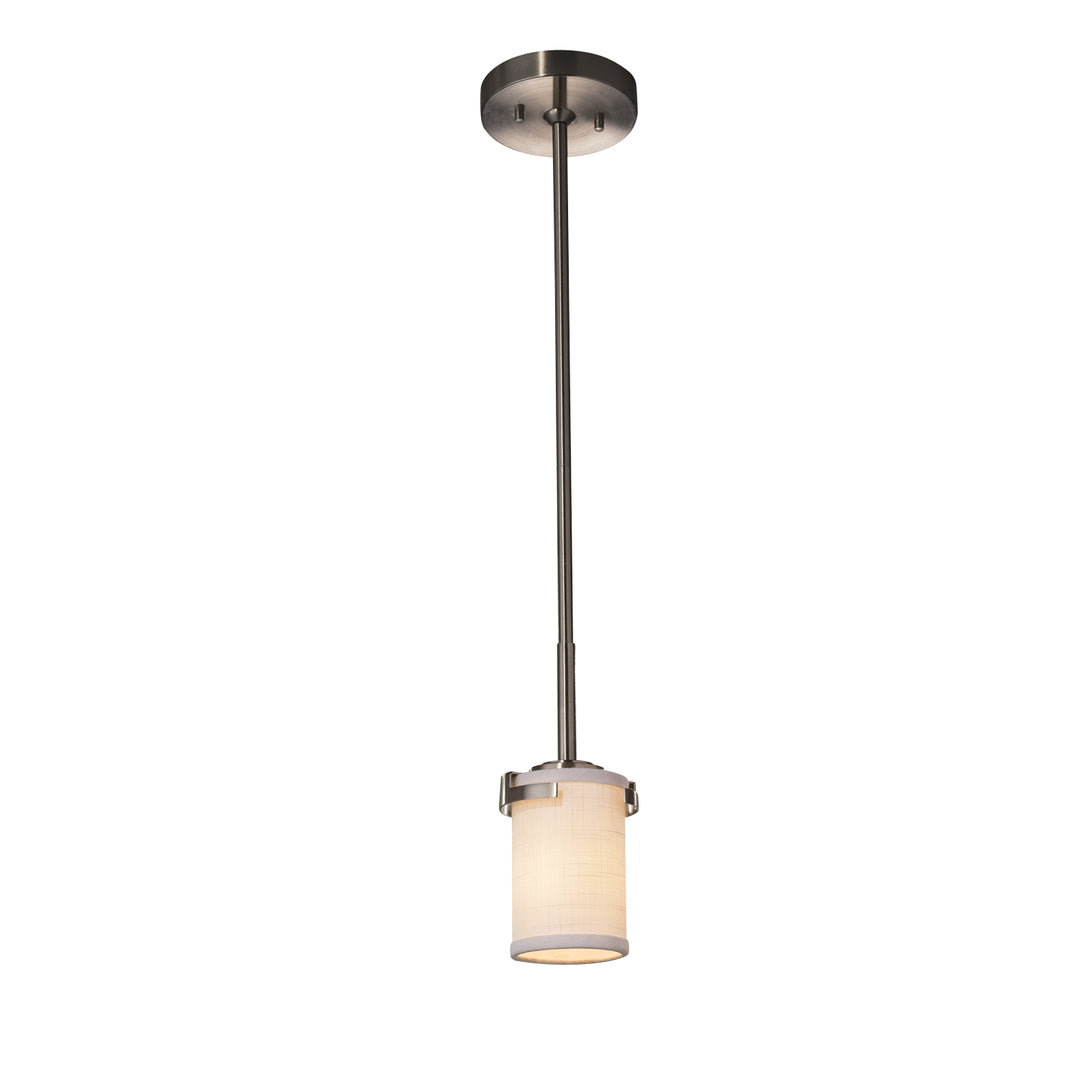 Justice Designs - FAB-8455-10-WHTE-NCKL - One Light Pendant - Textile - Brushed Nickel