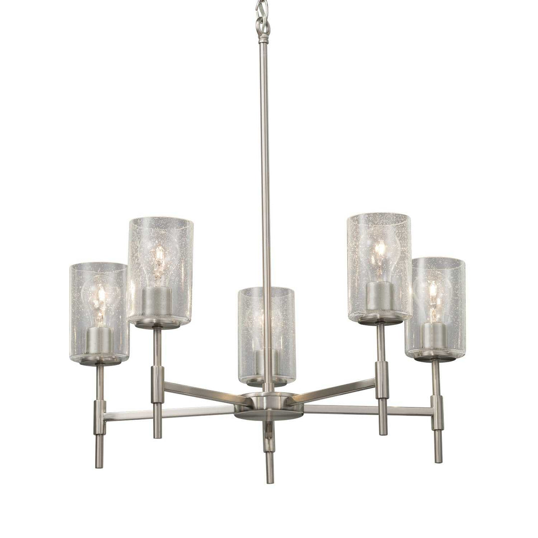 Fusion Five Light Chandelier in Brushed Nickel Justice Designs