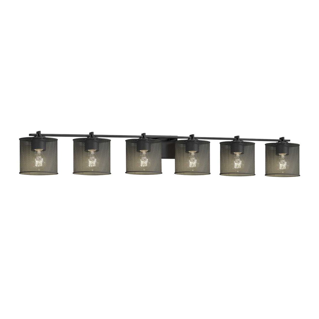 Wire Mesh Six Light Bath Bar in Matte Black Justice Designs