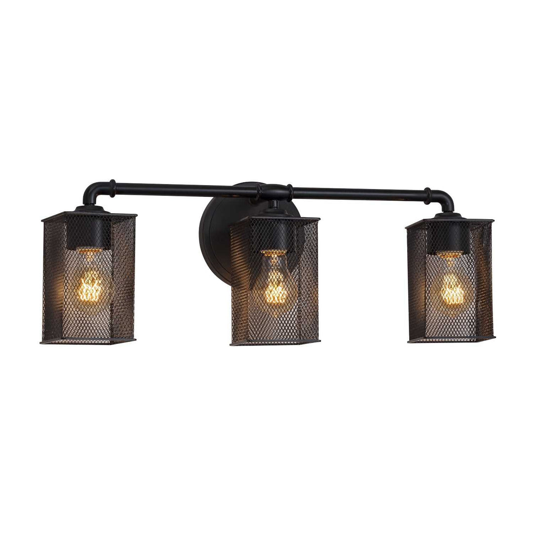 Wire Mesh Three Light Bath Bar in Matte Black Justice Designs