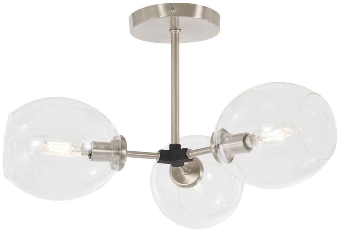 Nexpo Three Light Semi Flush Mount in Brushed Nickel With Black - available from The Lighting Shoppe, trusted by Canadian homeowners