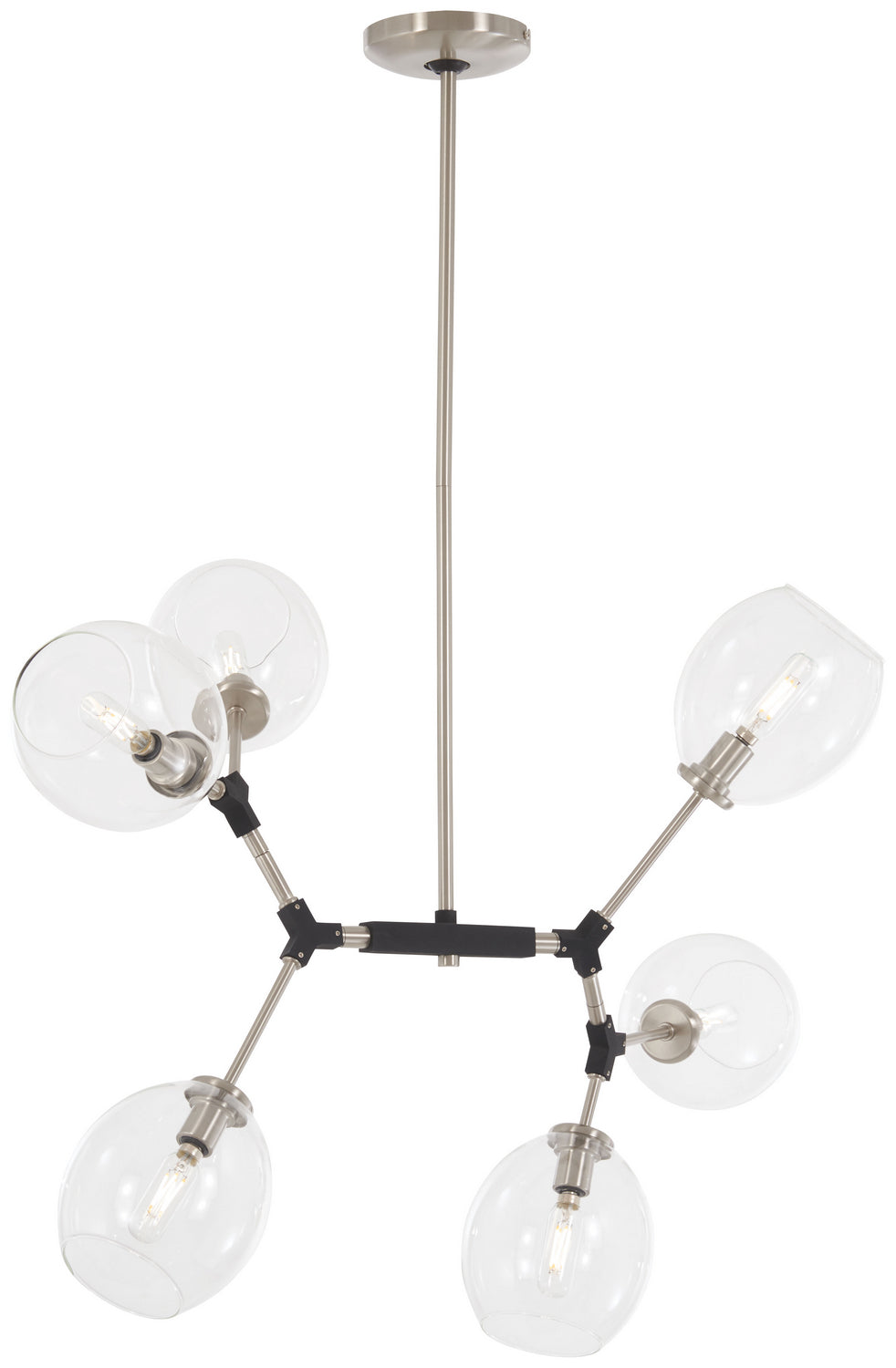 Nexpo Six Light Pendant in Brushed Nickel With Black - available from The Lighting Shoppe, trusted by Canadian homeowners