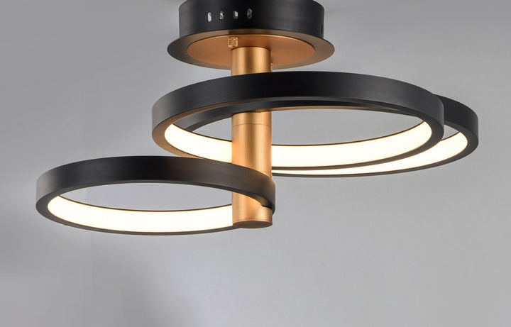 ET2 - E24323-BKGLD - LED Semi Flush Mount - Hoopla - Black / Gold