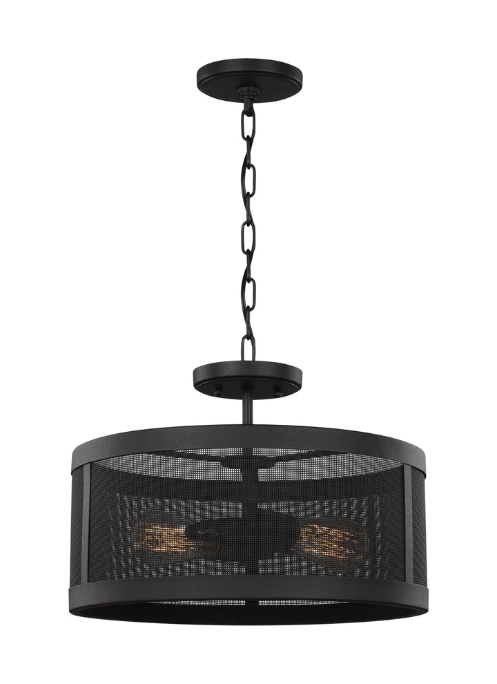 Gereon Two Light Semi-Flush Convertible Pendant in Black - available from The Lighting Shoppe, trusted by Canadian homeowners