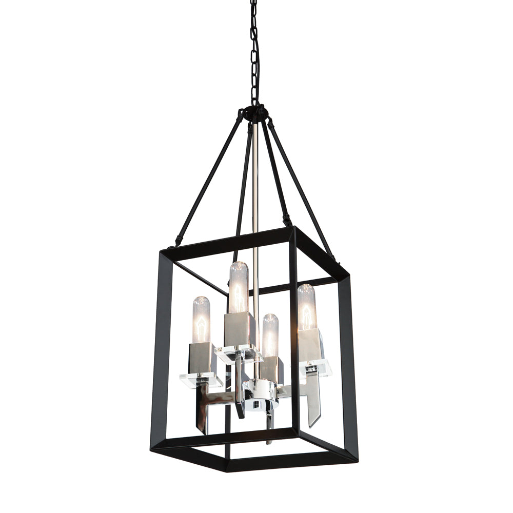 Vineyard Four Light Chandelier in Black & Chrome - available from The Lighting Shoppe, trusted by Canadian homeowners