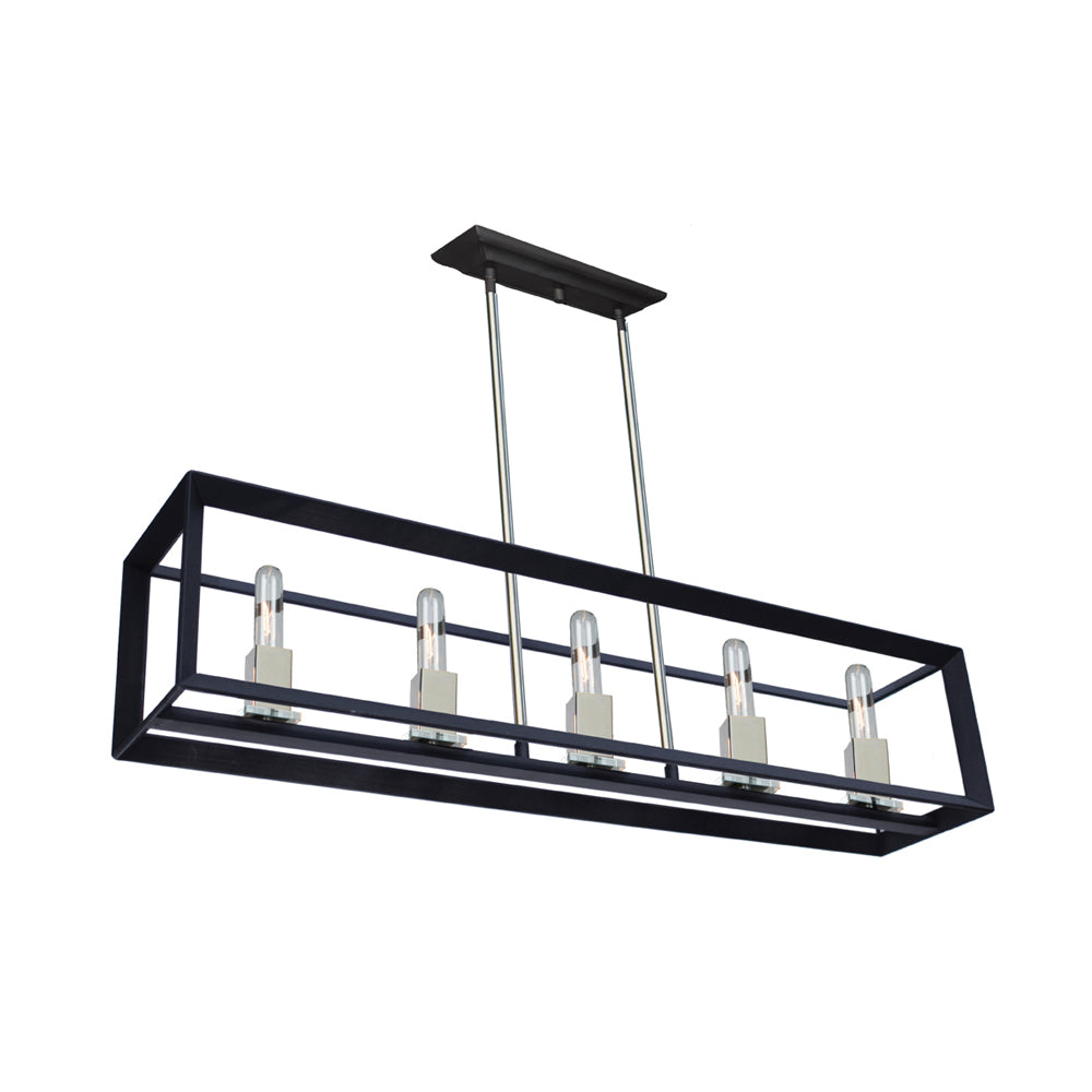 Vineyard Five Light Island Pendant in Black & Chrome - available from The Lighting Shoppe, trusted by Canadian homeowners