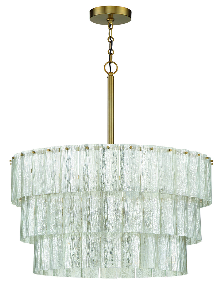 Museo Nine Light Pendant in Satin Brass - available from The Lighting Shoppe, trusted by Canadian homeowners