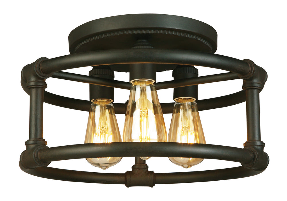 Wymer Three Light Ceiling Mount in Matte Bronze - available from The Lighting Shoppe, trusted by Canadian homeowners