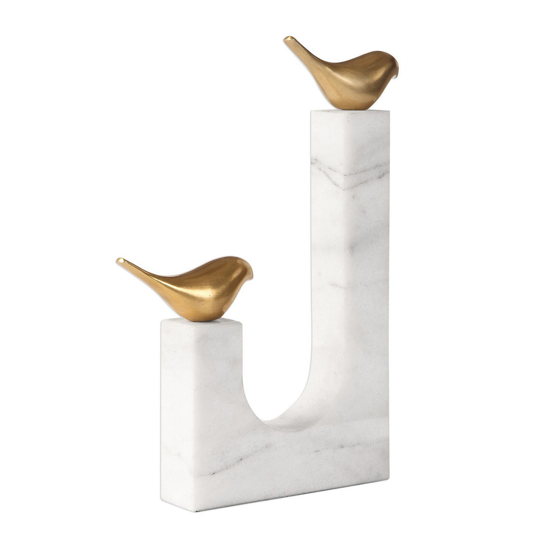 Songbirds Sculpture in White Marble - available from The Lighting Shoppe, trusted by Canadian homeowners
