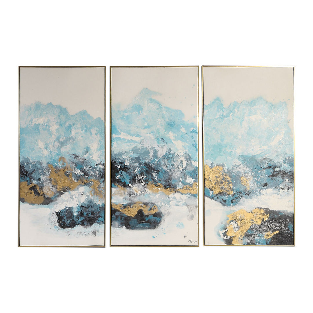Crashing Waves Wall Art, S/3 in Gold w/Black - available from The Lighting Shoppe, trusted by Canadian homeowners