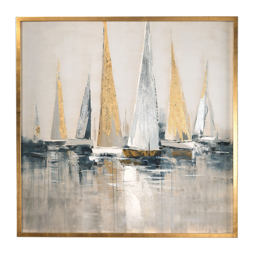 Regatta Wall Art in Silver And Gold Metallic Leaf - available from The Lighting Shoppe, trusted by Canadian homeowners