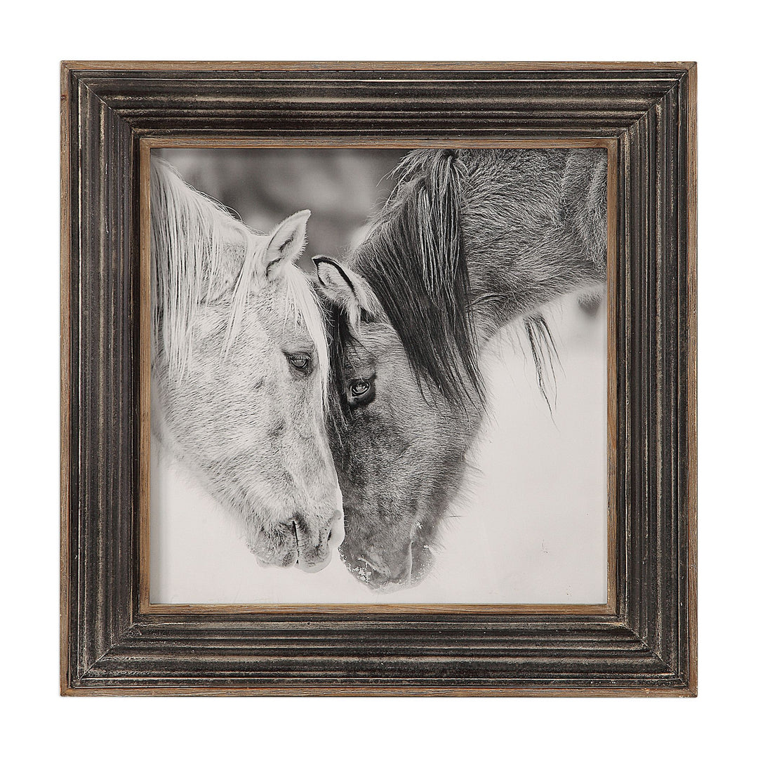 Custom Black And White Horses Wall Art in Rustic Wood - available from The Lighting Shoppe, trusted by Canadian homeowners