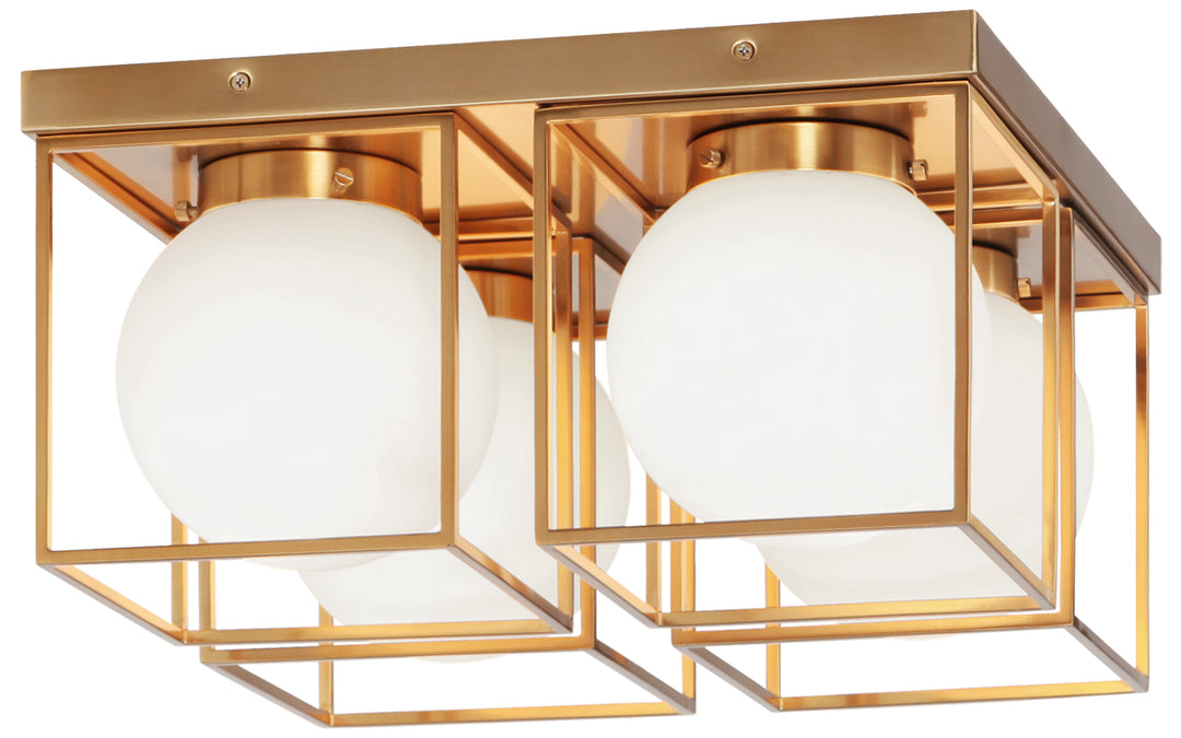 Squircle Four Light Flush Mount in Aged Gold Brass - available from The Lighting Shoppe, trusted by Canadian homeowners