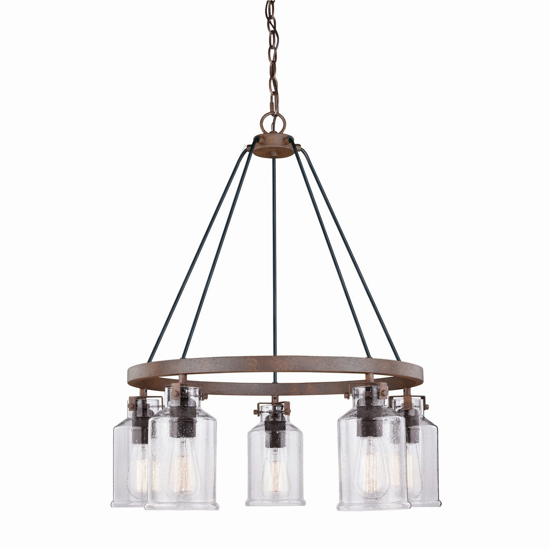 Milone Five Light Chandelier in Textured Rustic Bronze