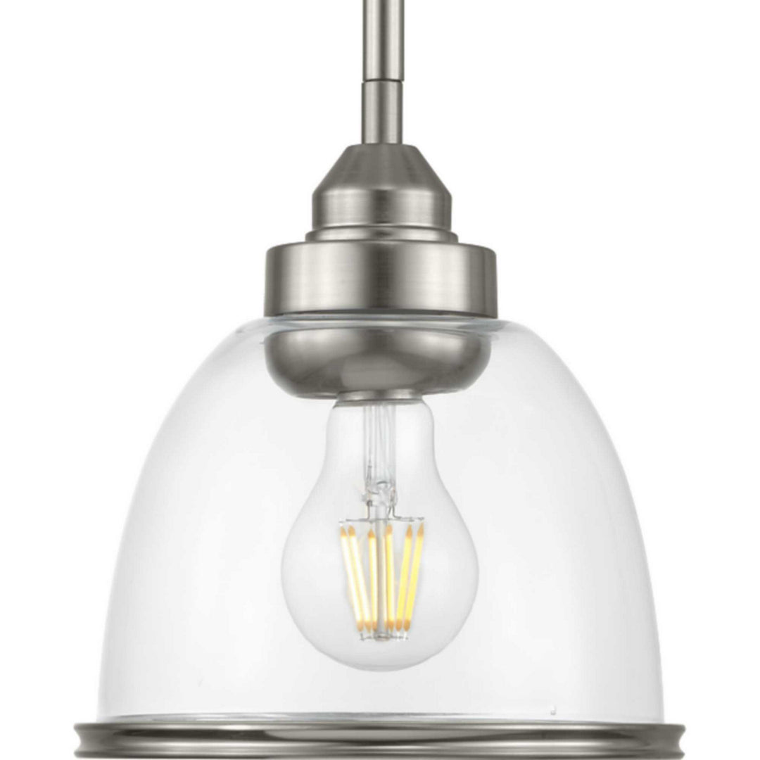 Saluda One Light Mini-Pendant in Brushed Nickel - available from The Lighting Shoppe, trusted by Canadian homeowners