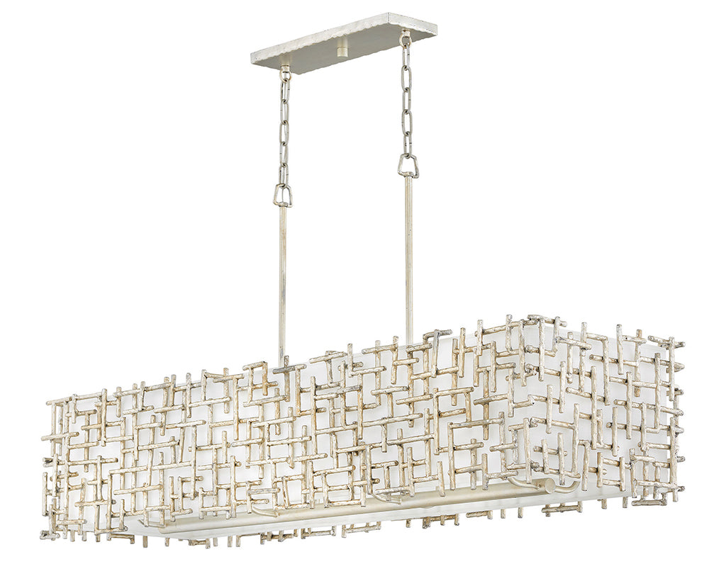 Farrah LED Linear Chandelier in Silver Leaf - available from The Lighting Shoppe, trusted by Canadian homeowners