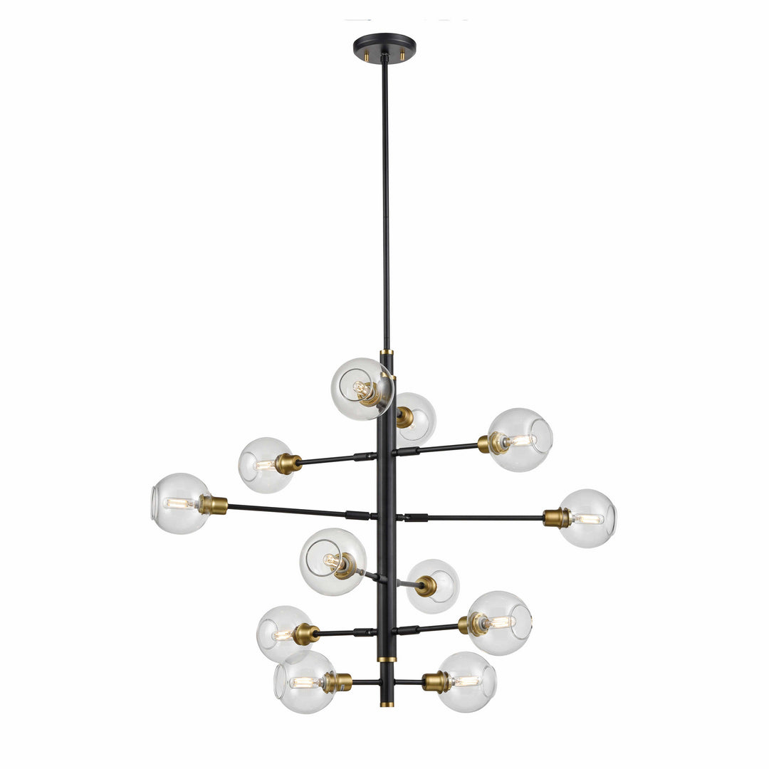 Ocean Drive 12 Light Foyer Pendant in Venetian Brass And Graphite With Clear Glass - available from The Lighting Shoppe, trusted by Canadian homeowners