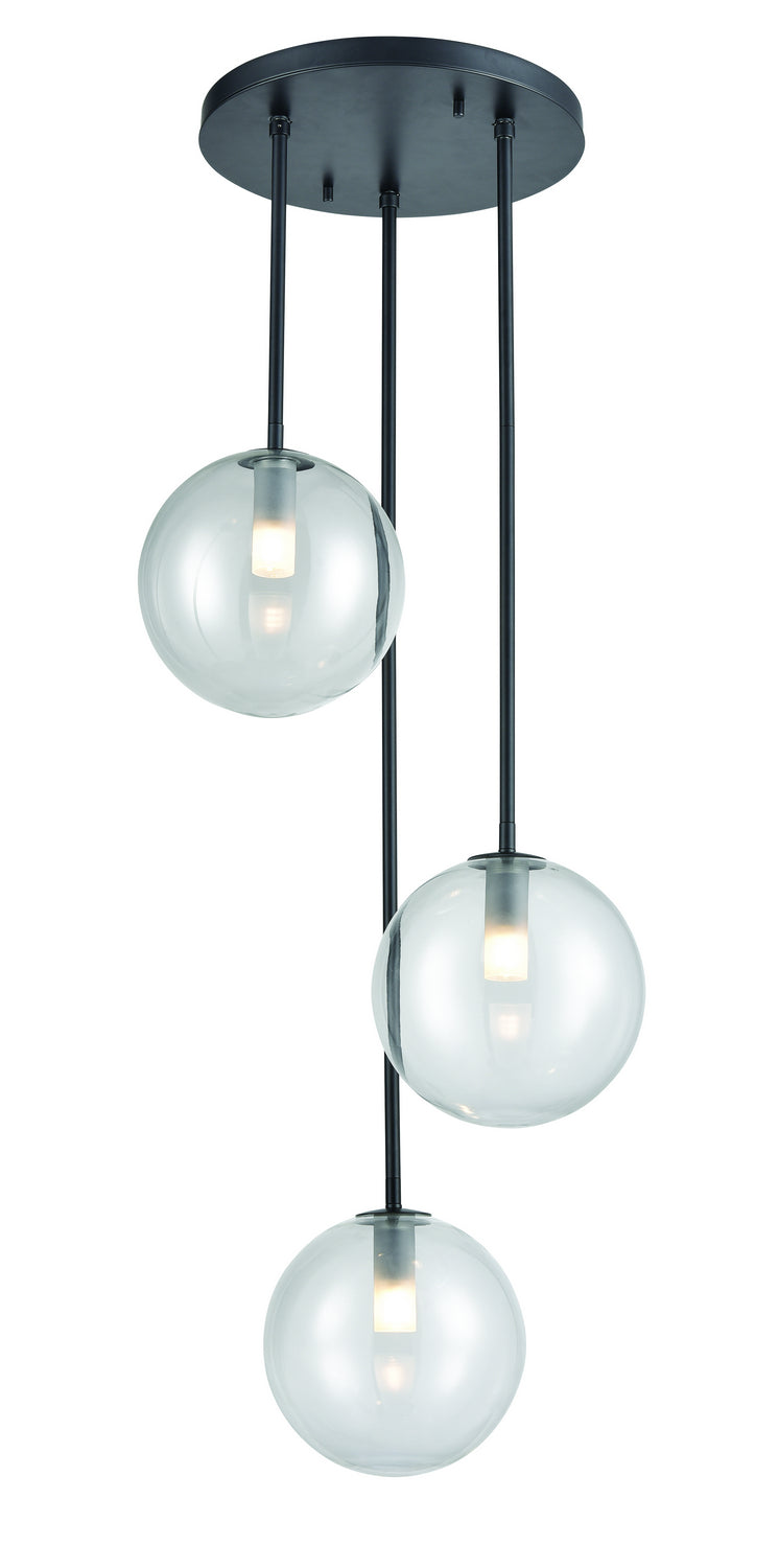 Courcelette Three Light Pendant in Graphite With Clear Glass - available from The Lighting Shoppe, trusted by Canadian homeowners