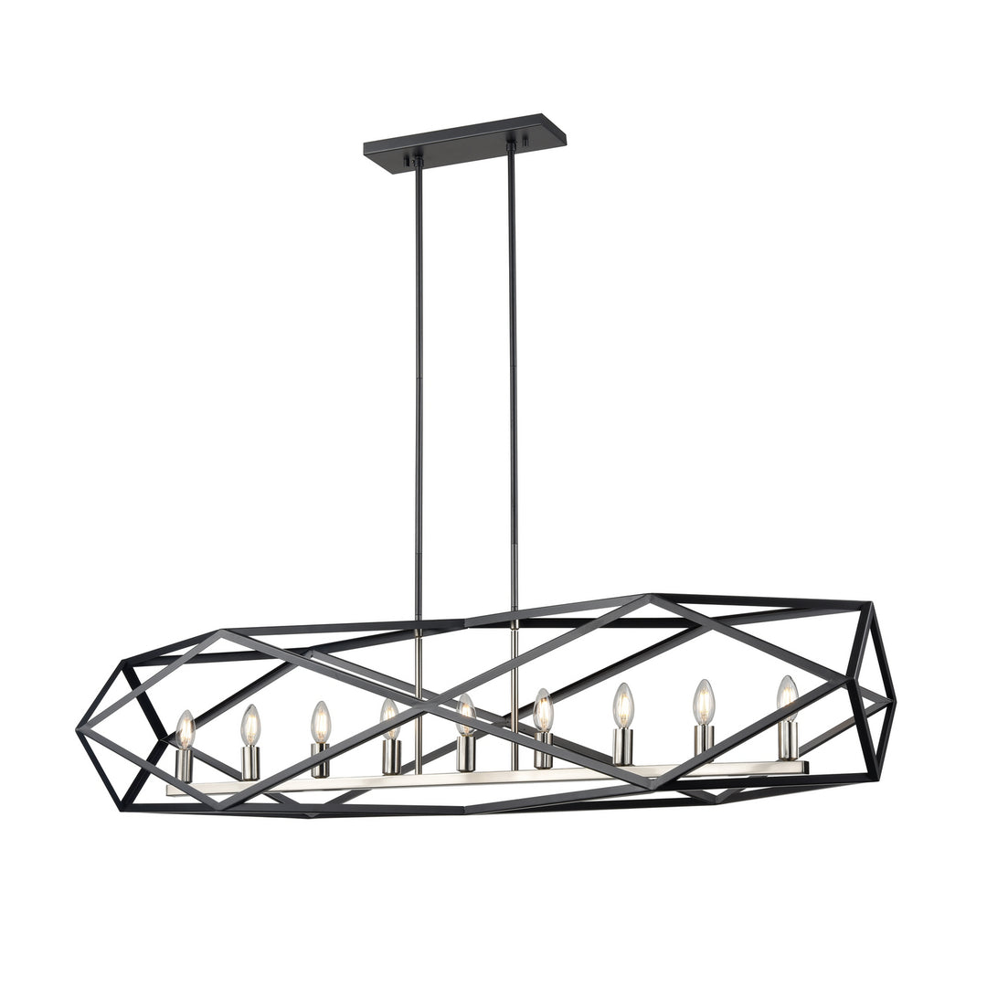Polygon Nine Light Linear Pendant in Satin Nickel/Graphite - available from The Lighting Shoppe, trusted by Canadian homeowners