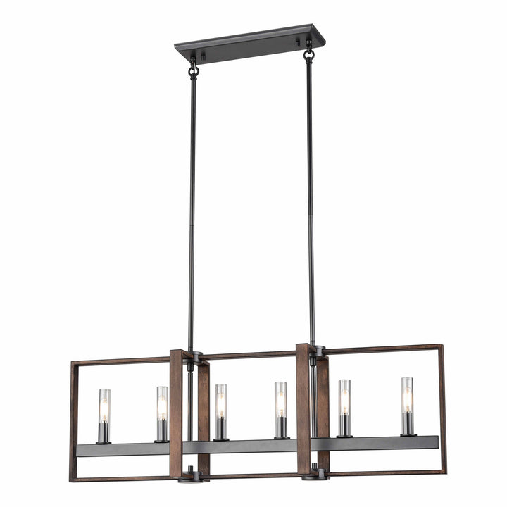 Blairmore Six Light Linear Pendant in Ironwood On Metal/Graphite - available from The Lighting Shoppe, trusted by Canadian homeowners